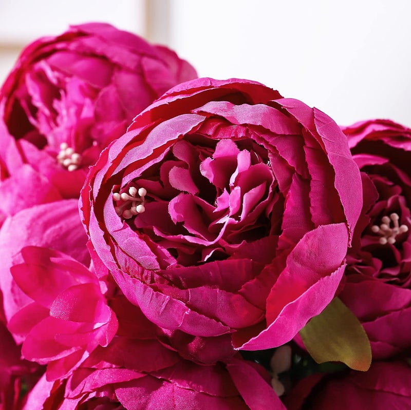 Duovlo Springs Flowers Artificial Silk Peony Bouquets Wedding Home Decoration,Pack of 1 (Spring Hot Pink) - Image 5